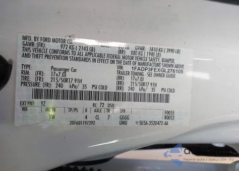 2016 Ford Focus Se from USA, damaged, VIN 1FADP3FEXGL276105
